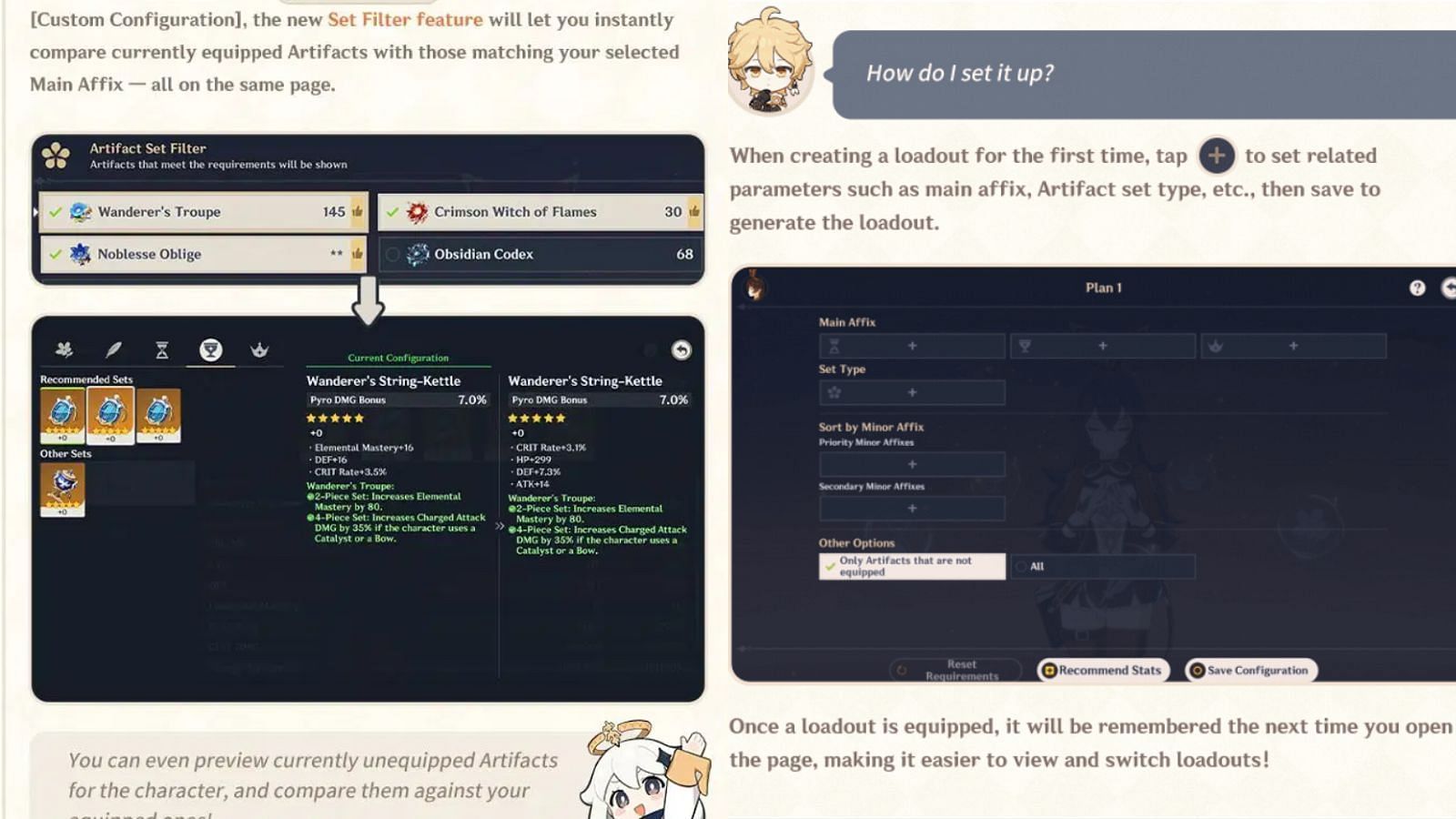 Preview of artifact loadouts coming in version 5.7 (Image via HoYoverse)